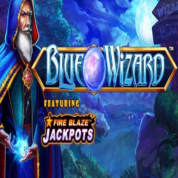 Blue Wizard Fire Blaze Jackpots by Rarestone Gaming, showcased at sushikazino.com – game logo